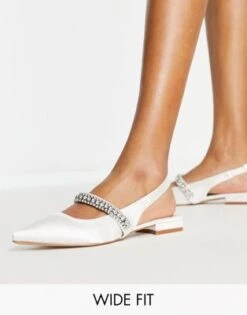 Be Mine - Shiza - Scarpe Basse Da Damigella A Pianta Larga Color Avorio