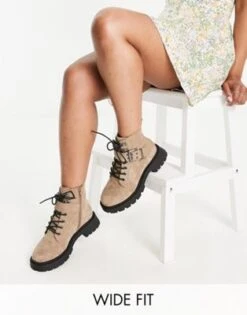 ASOS DESIGN - April - Scarponcini Stringati Da Trekking A Pianta Larga Grigi