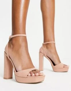 ASOS DESIGN - Noun - Sandali Beige Minimal Con Tacco E Plateau