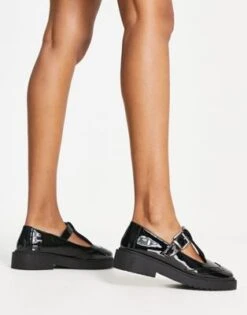 ASOS DESIGN - Maisie - Scarpe Basse Mary Jane Nero Verniciato Con Suola Spessa -Public Desire Shop 202466449 4