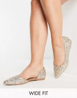 ASOS DESIGN - Virtue - Ballerine Pianta Larga D'Orsay A Punta Con Glitter