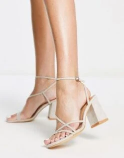 MIM - Laureta - Sandali Con Tacco Largo Color Tortora Con Listini