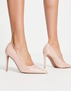 ASOS DESIGN - Penza - Scarpe Décolleté A Punta Con Tacco Alto Beige Verniciato