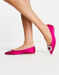 Alternative view of ASOS DESIGN - Laura - Ballerine A Punta Decorate In Raso Rosa