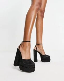 Public Desire - Moonchild - Sandali Con Doppio Plateau E Strass Neri