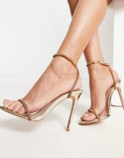 Simmi London - Samia - Sandali Effetto Nudo Oro Decorati A Pianta Larga -Public Desire Shop 203262271 3