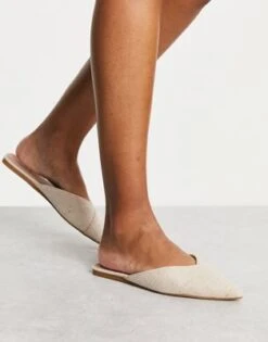 ASOS DESIGN - Luna - Sabot A Punta Stile Ballerine In Materiale Naturale