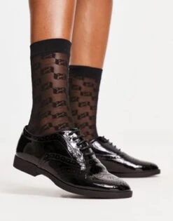 New Look - Wide Fit - Brogue Stringate Nere -Public Desire Shop 203783327 3
