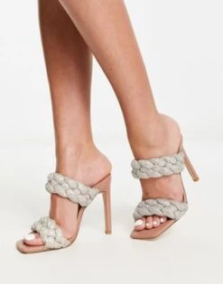 Steve Madden - Kenley-R - Sandali Beige Con Design Intrecciato Con Strass