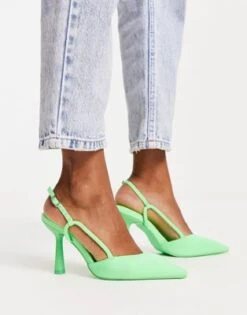 River Island - Décolleté Verdi Con Cinturino Sul Retro