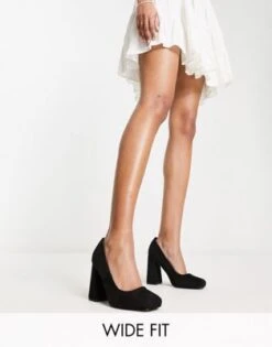 Raid Wide Fit - Petunia - Scarpe Con Punta Squadrata In Camoscio Sintetico Nero