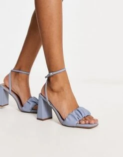 ASOS DESIGN - Halo - Sandali Con Tacco Blu Con Arricciatura