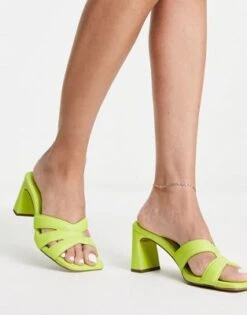 ASOS DESIGN - Hatley - Sabot Con Tacco Medio Color Lime -Public Desire Shop 204158732 3