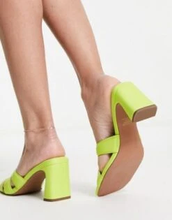 ASOS DESIGN - Hatley - Sabot Con Tacco Medio Color Lime -Public Desire Shop 204158732 4