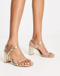 Simmi London - Calista - Sandali Con Tacco Largo Color Oro -Public Desire Shop 204174580 4