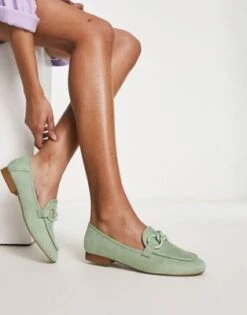 ASOS DESIGN - Modern - Mocassini Verde Salvia Con Catena