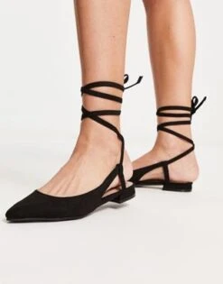 New Look - Scarpe Basse Allacciate Alla Caviglia Nere -Public Desire Shop 204636861 4