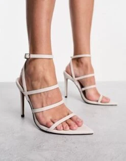 ASOS DESIGN - Noelle - Sandali A Punta Con Tacco E Fascette Bianco Sporco