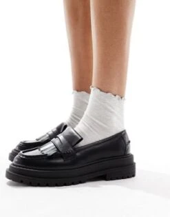 ASOS DESIGN - Majesty - Mocassini Neri Con Suola Spessa E Frange