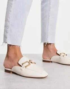 Stradivarius - Mocassini Sabot écru Con Fibbia