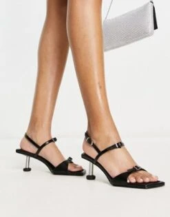 Charles & Keith - Sandali Neri Con Tacco Medio E Fascette Sottili