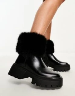 Simmi London - Cristiano - Stivaletti Neri Con Finiture In Pelliccia