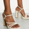 Pimkie - Sandali Color Crema Con Fascette Incrociate Con Tacco E Plateau -Public Desire Shop 204864487 1 cream