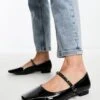 Glamorous - Scarpe Mary Jane In Vernice Nera Con Cinturino Decorato