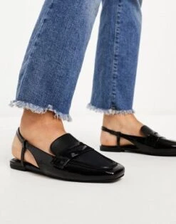 ASOS DESIGN Wide Fit - Manifest - Mocassini Neri A Pianta Larga Con Cinturino Posteriore