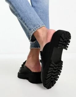 River Island - Mocassini Neri Aperti Sul Retro Con Suola A Carrarmato -Public Desire Shop 205009946 4