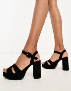 New Look - Sandali Con Tacco Neri Intrecciati