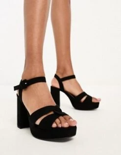 New Look - Sandali Con Tacco Neri Intrecciati -Public Desire Shop 205145076 3
